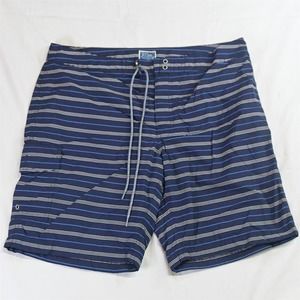 J.CREW 34 x 9" Blue Horizontal Stripe Mesh Lined Swim Trunks Beach Shorts‎